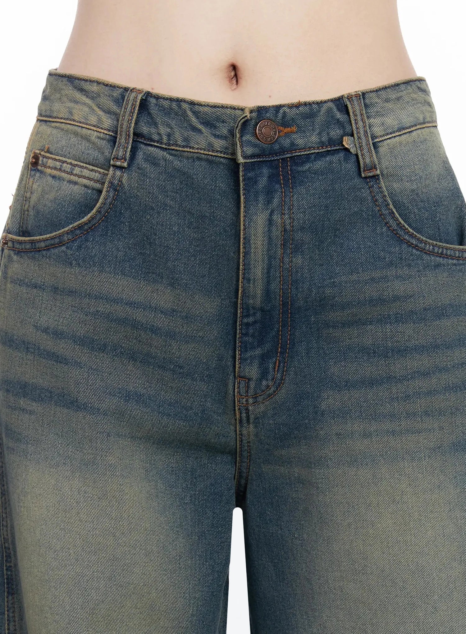 Tata Vintage Dark Blue Washed Wide Leg Jeans IJ528 - Image 4