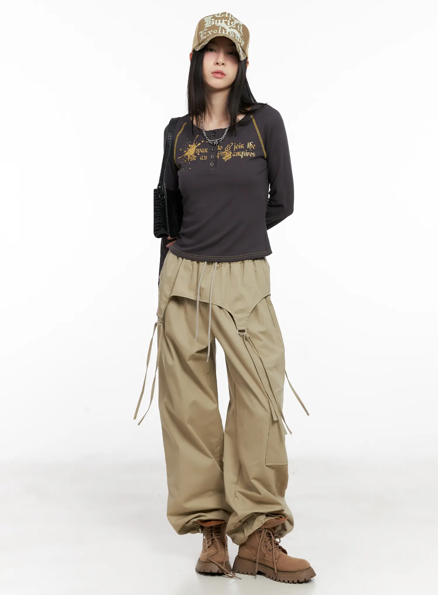 Tattoo Graphic U-Neck Long Sleeve Tee CG526 - Image 10