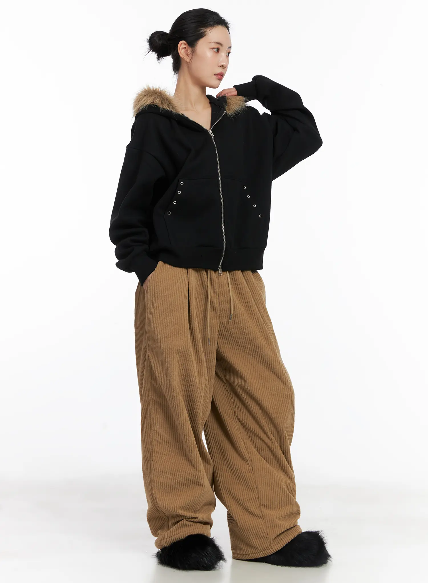 Textured Fleece Baggy Pants CD505