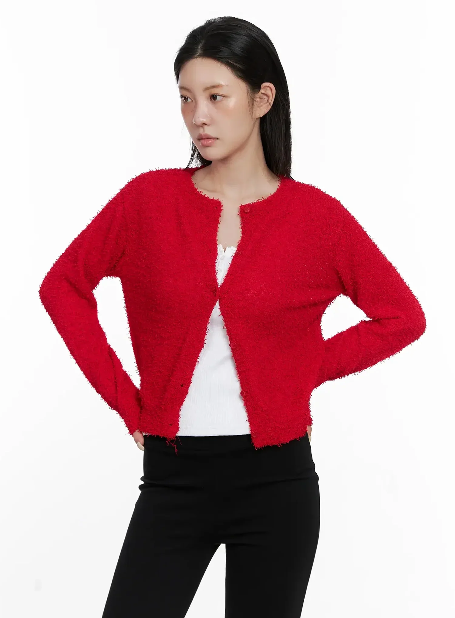 Textured Knit Cardigan IS508 - Image 11