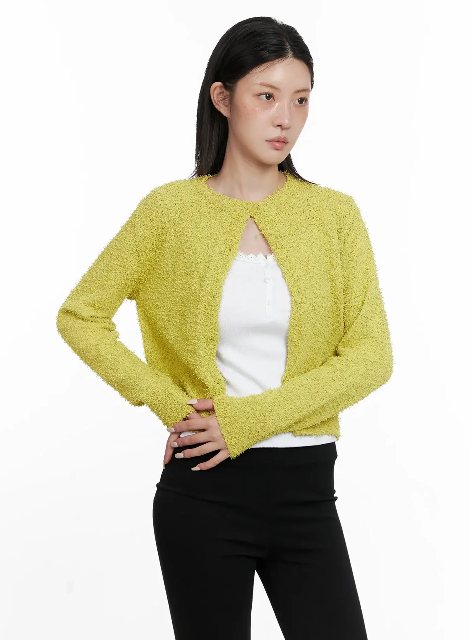 Textured Knit Cardigan IS508 - Image 12