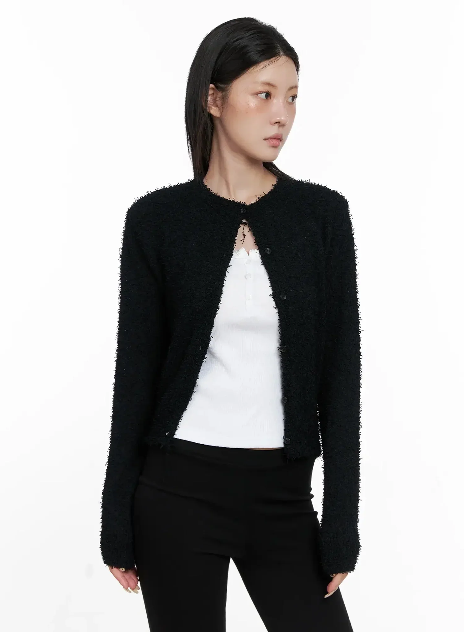 Textured Knit Cardigan IS508 - Image 13