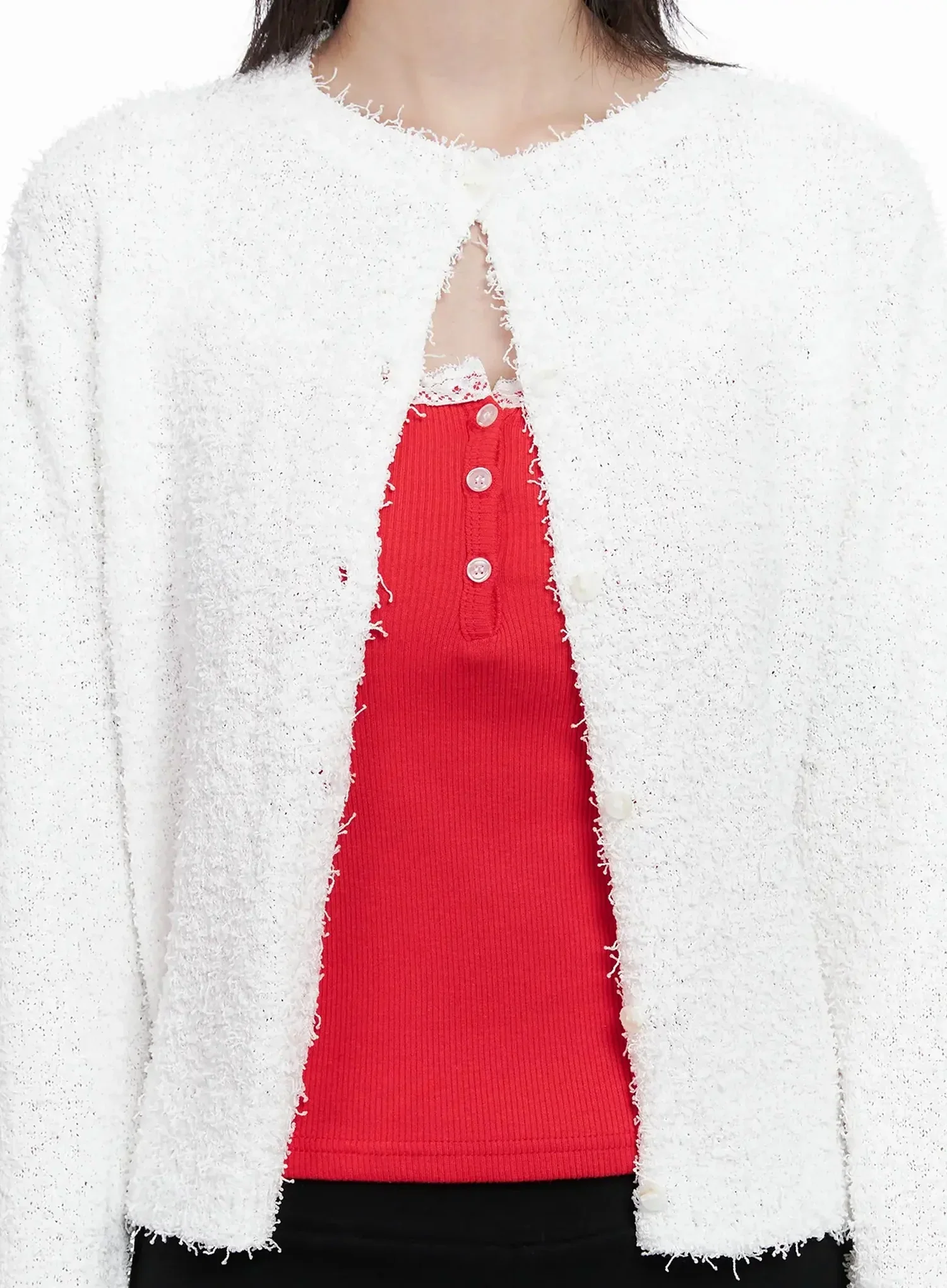 Textured Knit Cardigan IS508 - Image 3