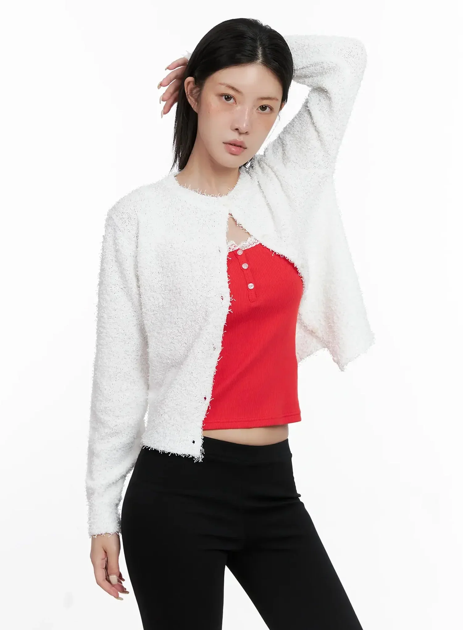 Textured Knit Cardigan IS508 - Image 5