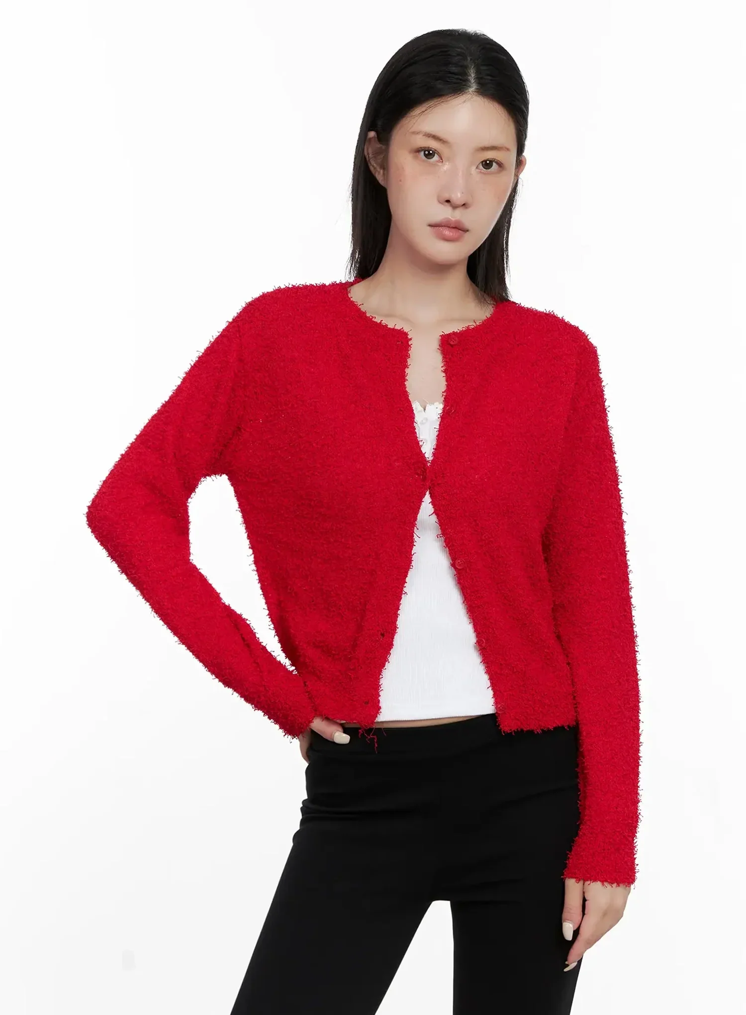 Textured Knit Cardigan IS508 - Image 6