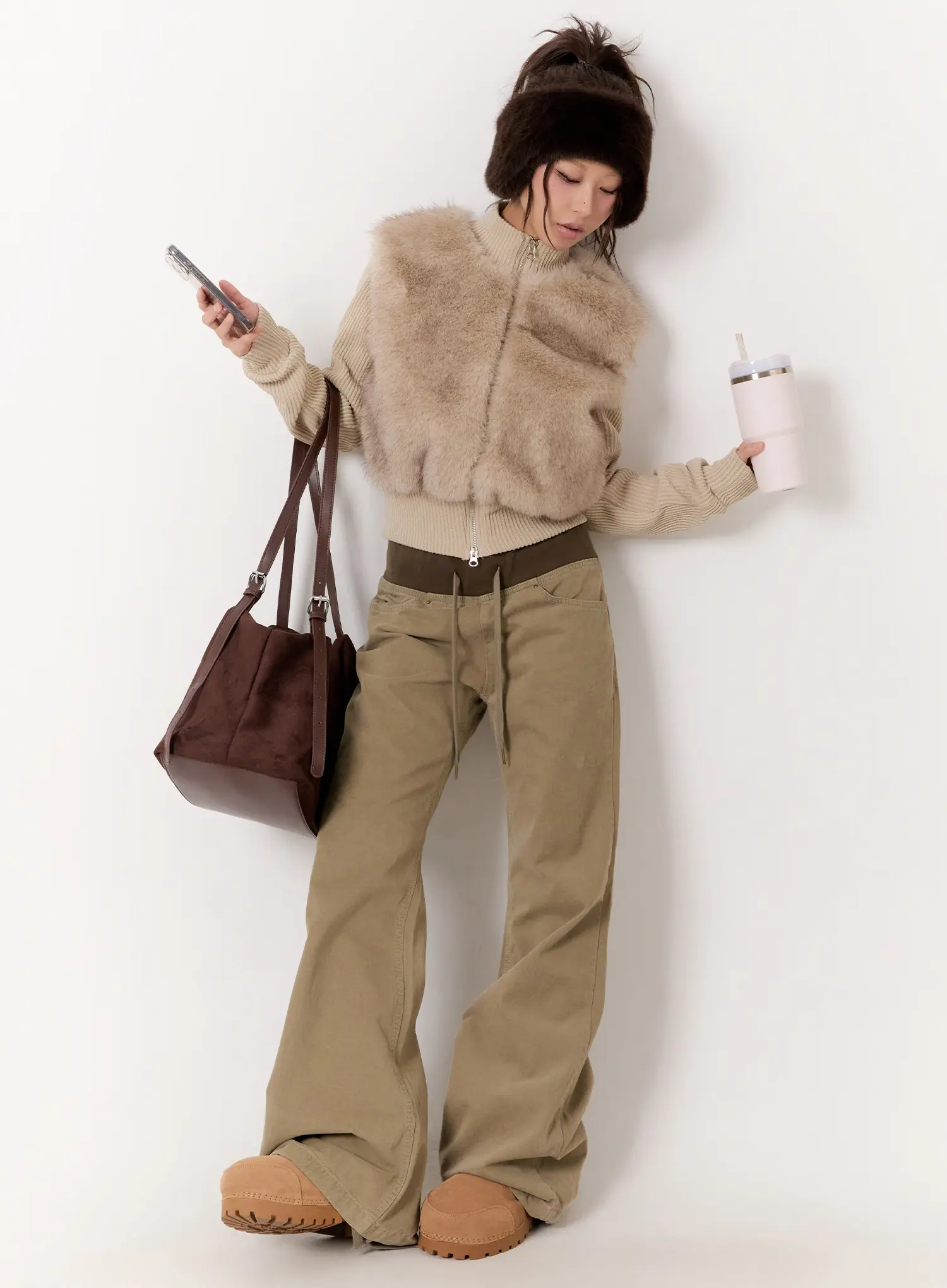 Textured Knit Faux Fur Jacket CN527 - Image 3
