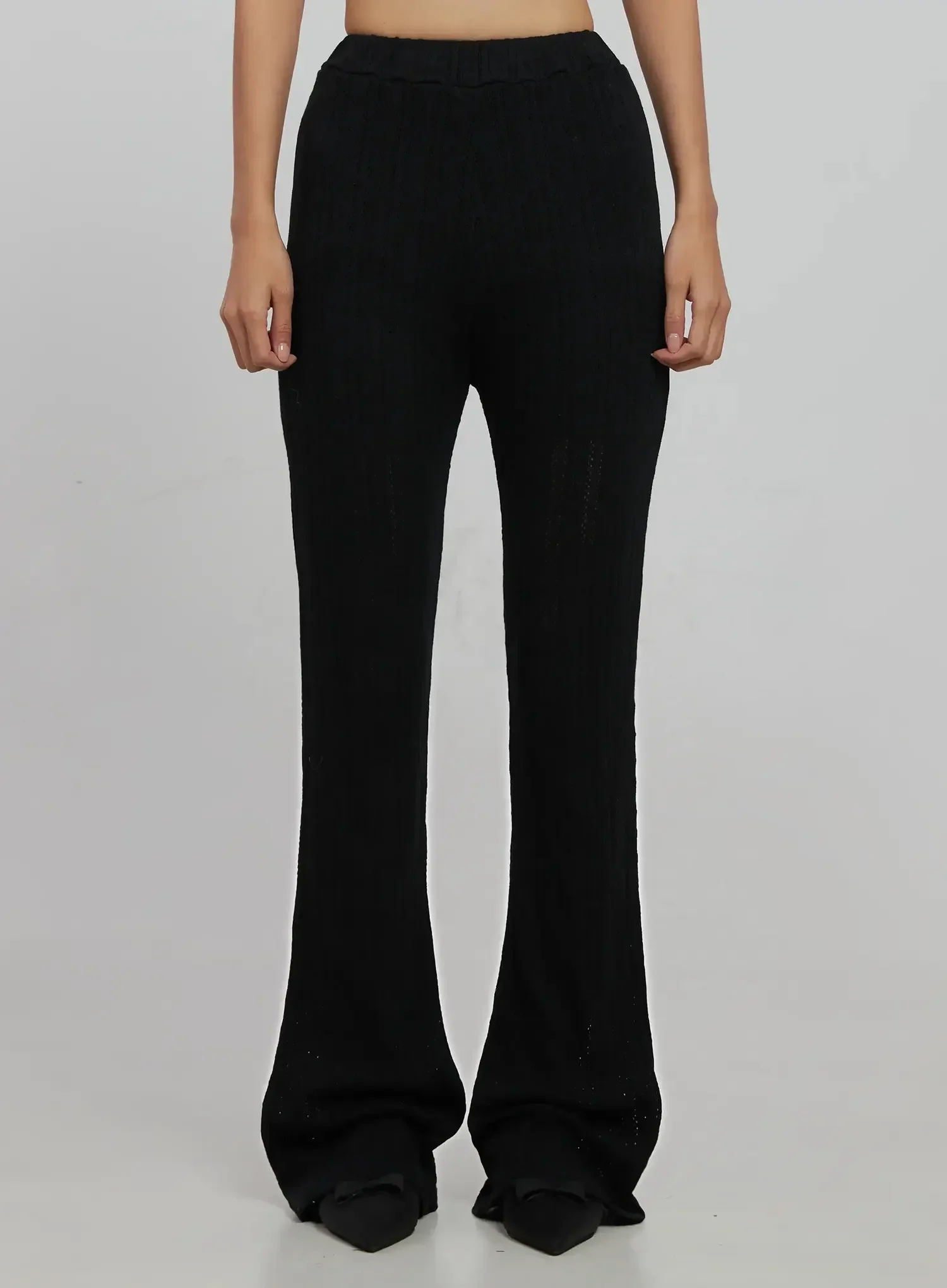 Textured Knit Flare Pants IJ509