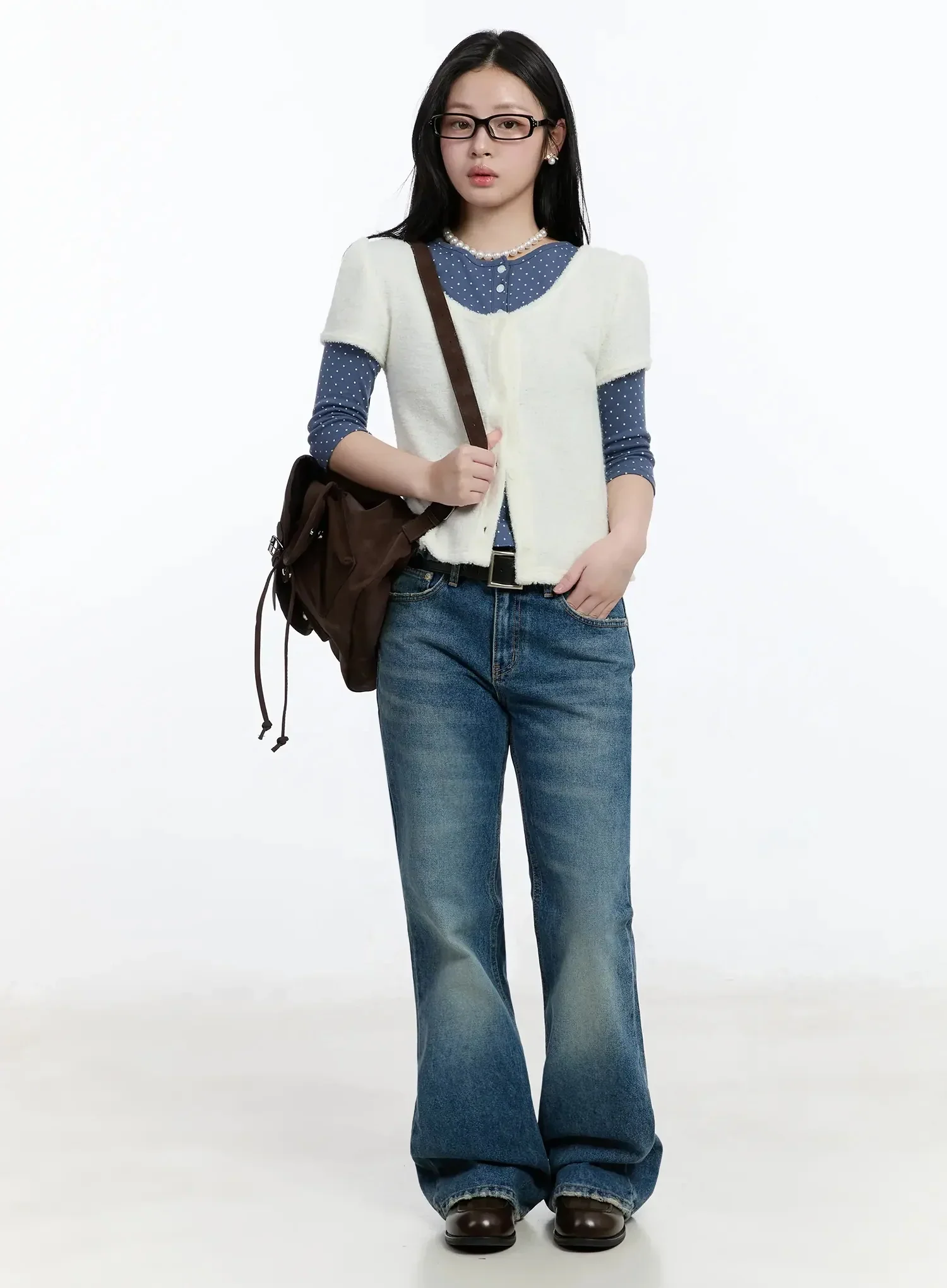 Textured Knit Shoulder Puff Short SleeveCardigan IM513 - Image 13