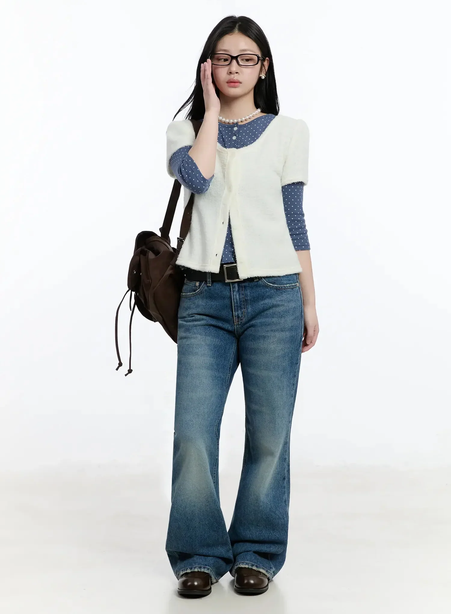 Textured Knit Shoulder Puff Short SleeveCardigan IM513 - Image 5