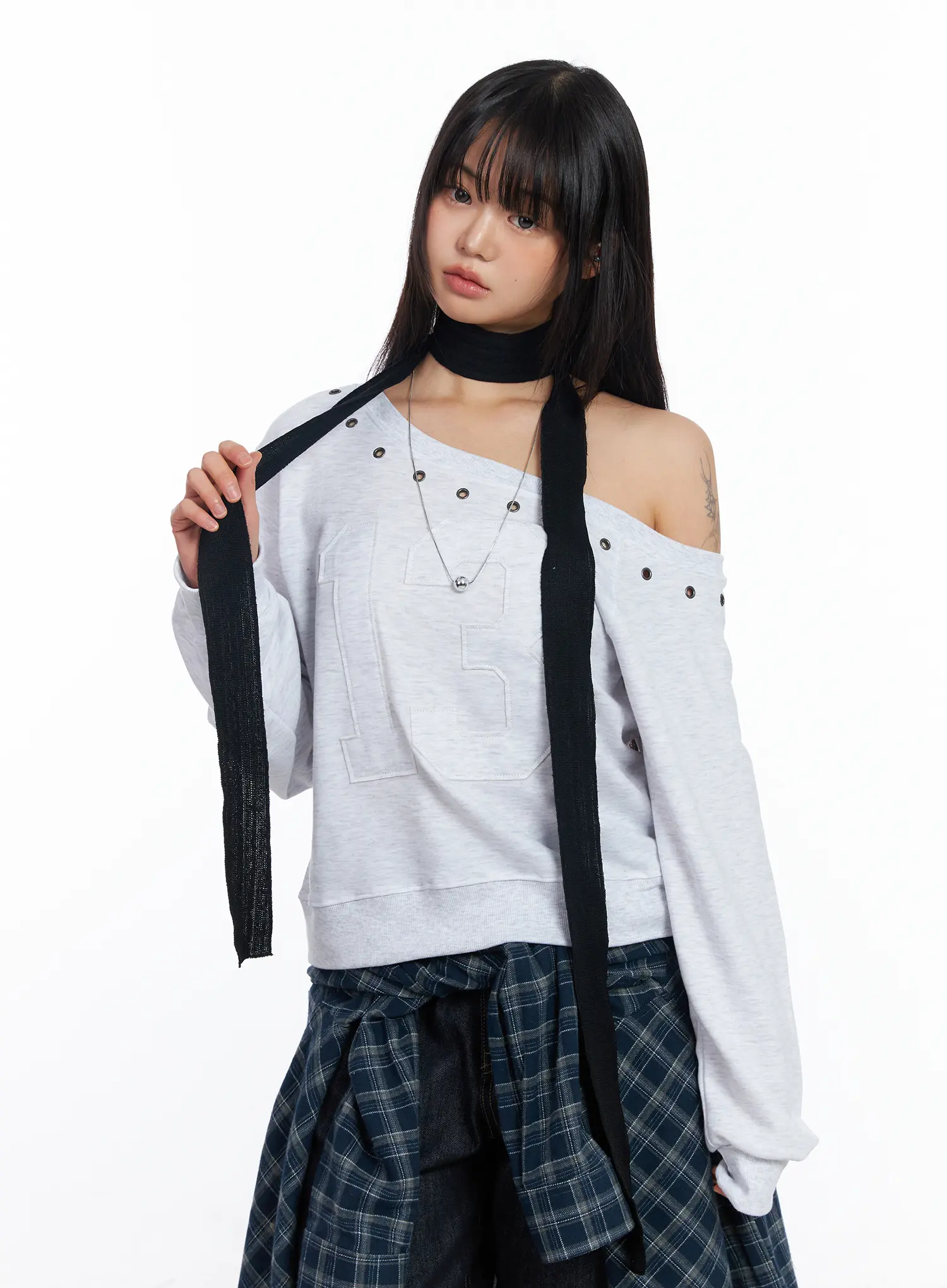 Textured Long Thin Scarf CF504 - Image 8