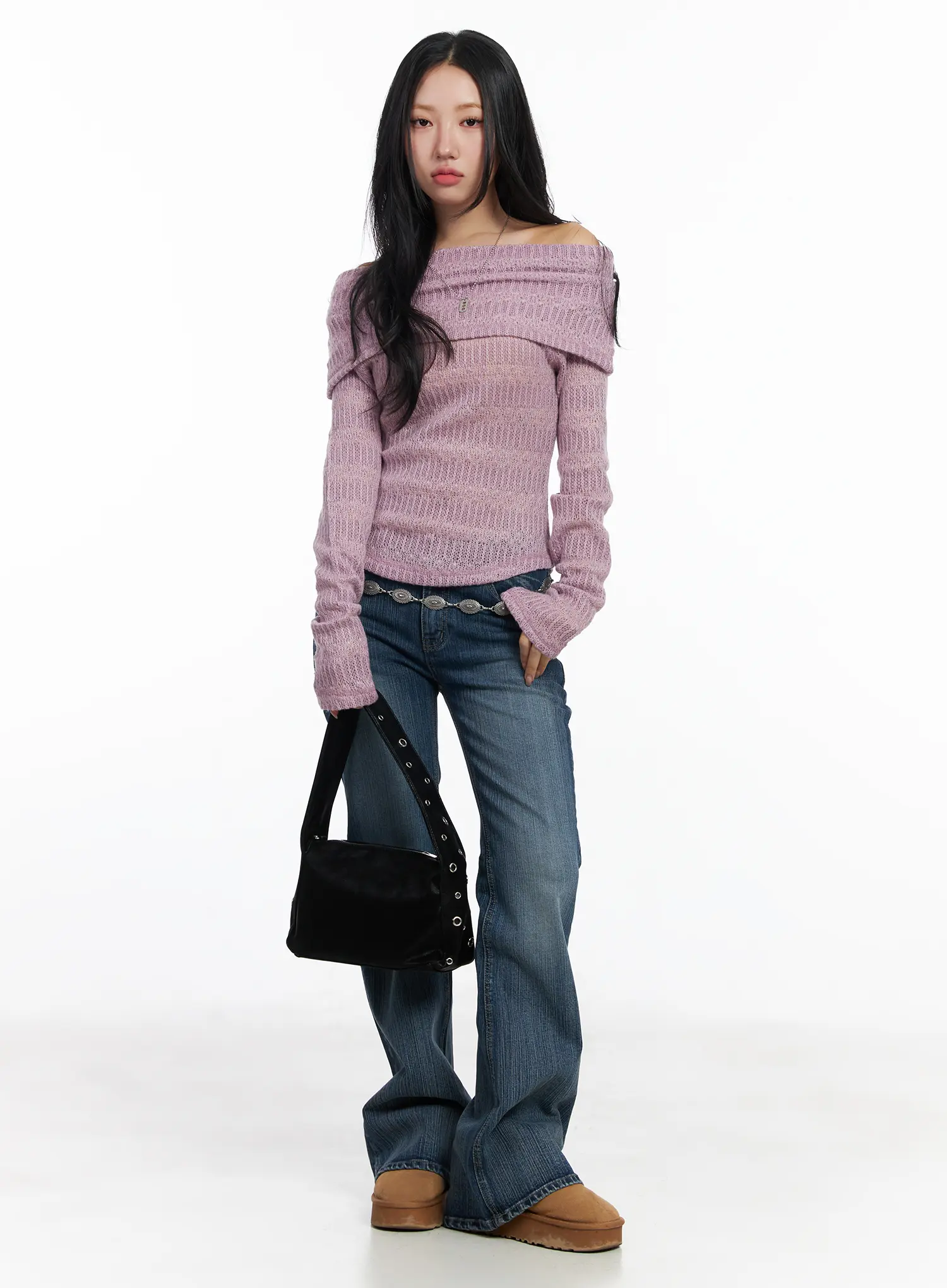 Textured Off-Shoulder Knit Top CJ514 - Image 3
