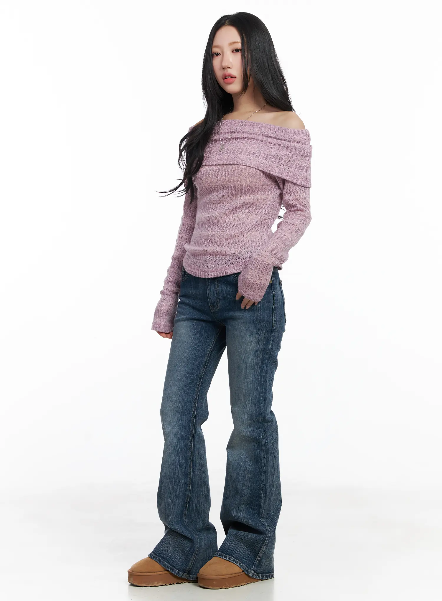 Textured Off-Shoulder Knit Top CJ514 - Image 6