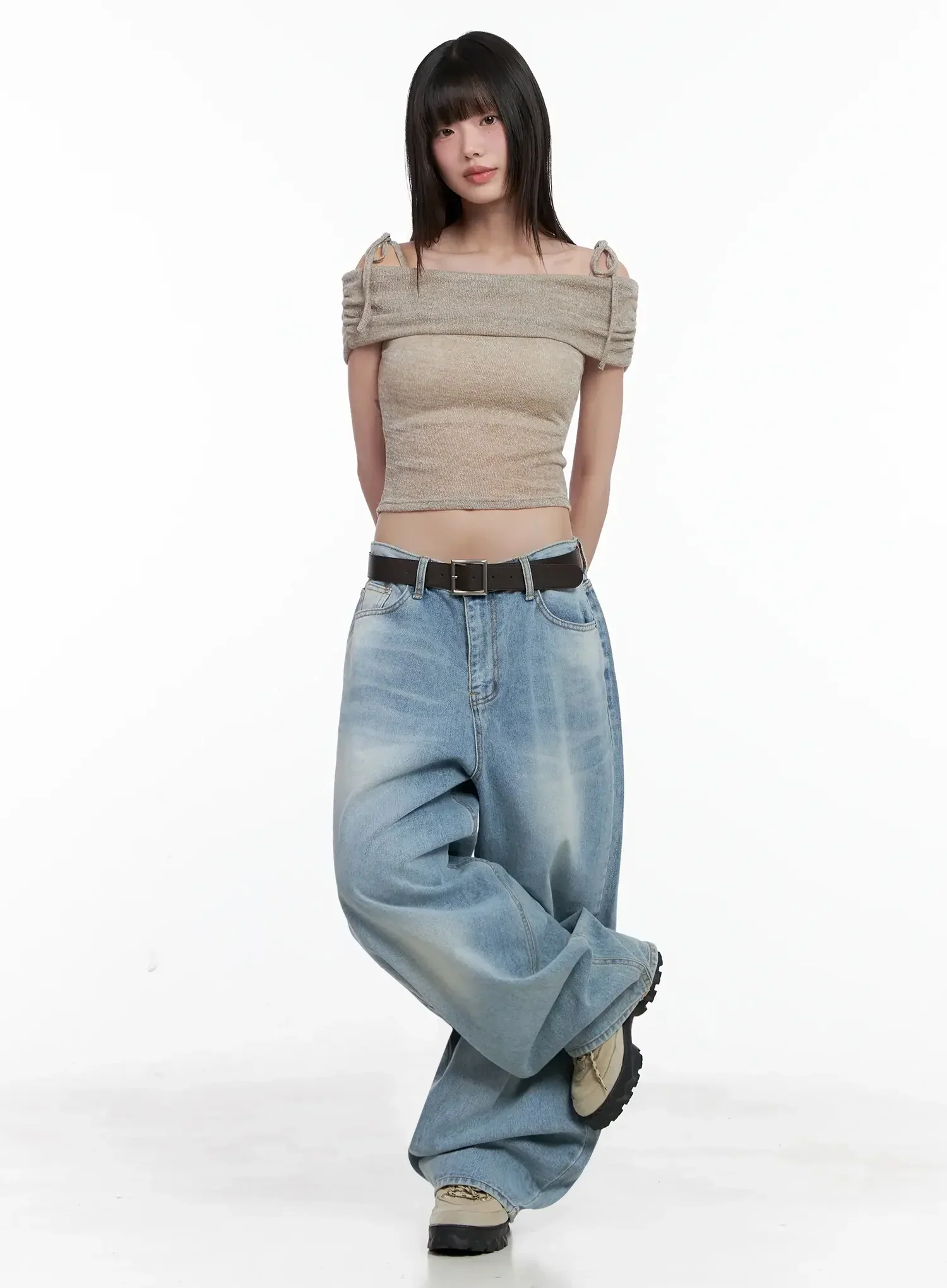 Textured Off-Shoulder Knit Top IL531 - Image 4