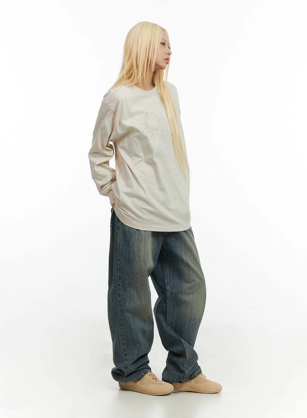 Thea Baggy Jeans in Washed Blue CO415 - Image 3