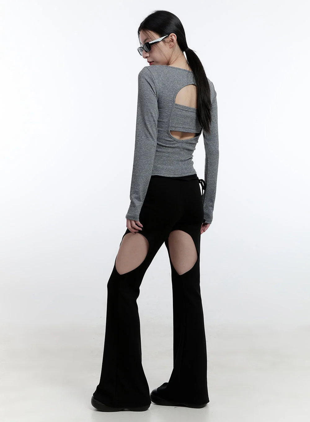 Thigh Cut-Out Flared Leggings CJ521 - Image 5