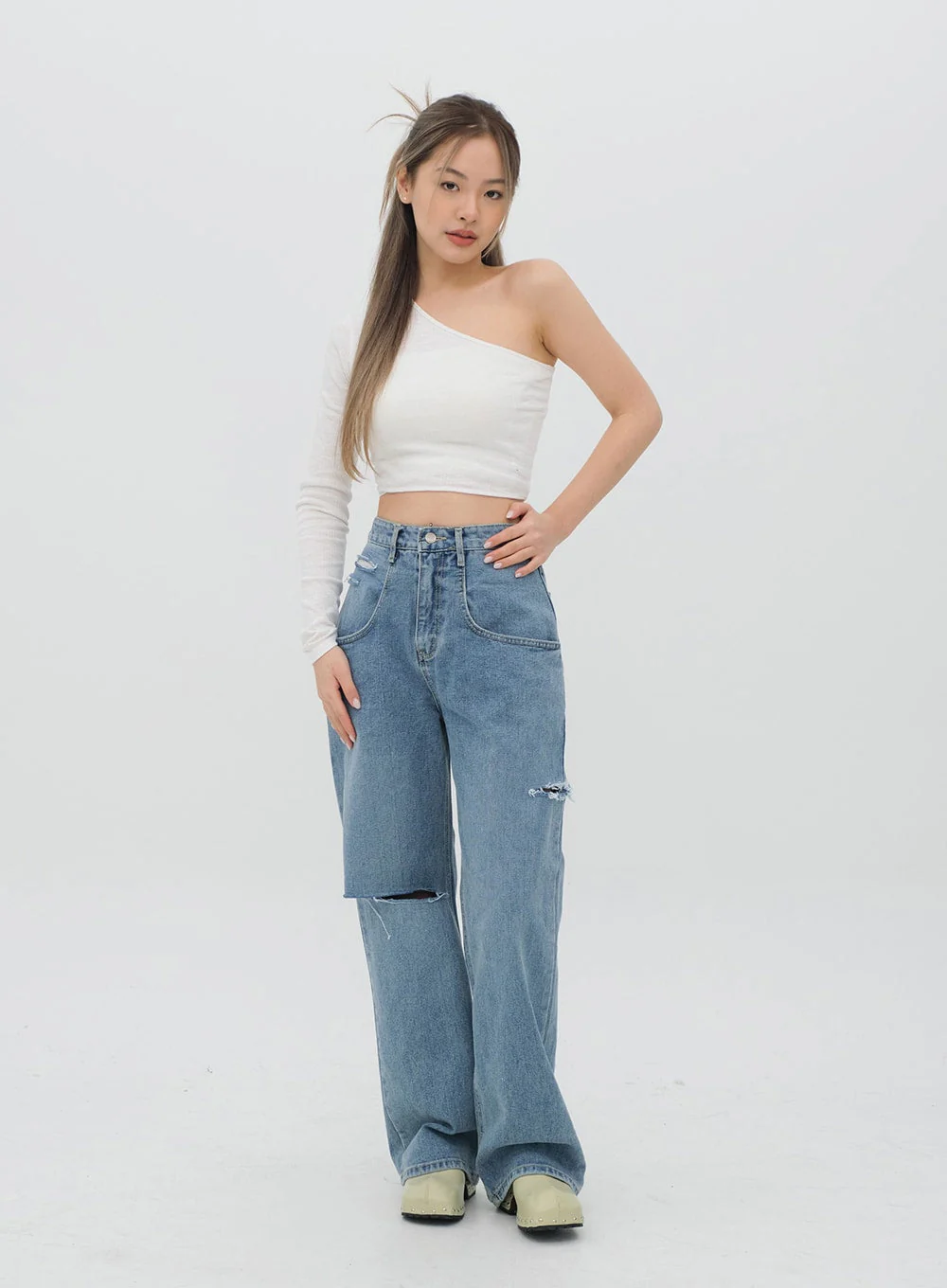 Torn Wide Leg Jeans C1002 - Image 12