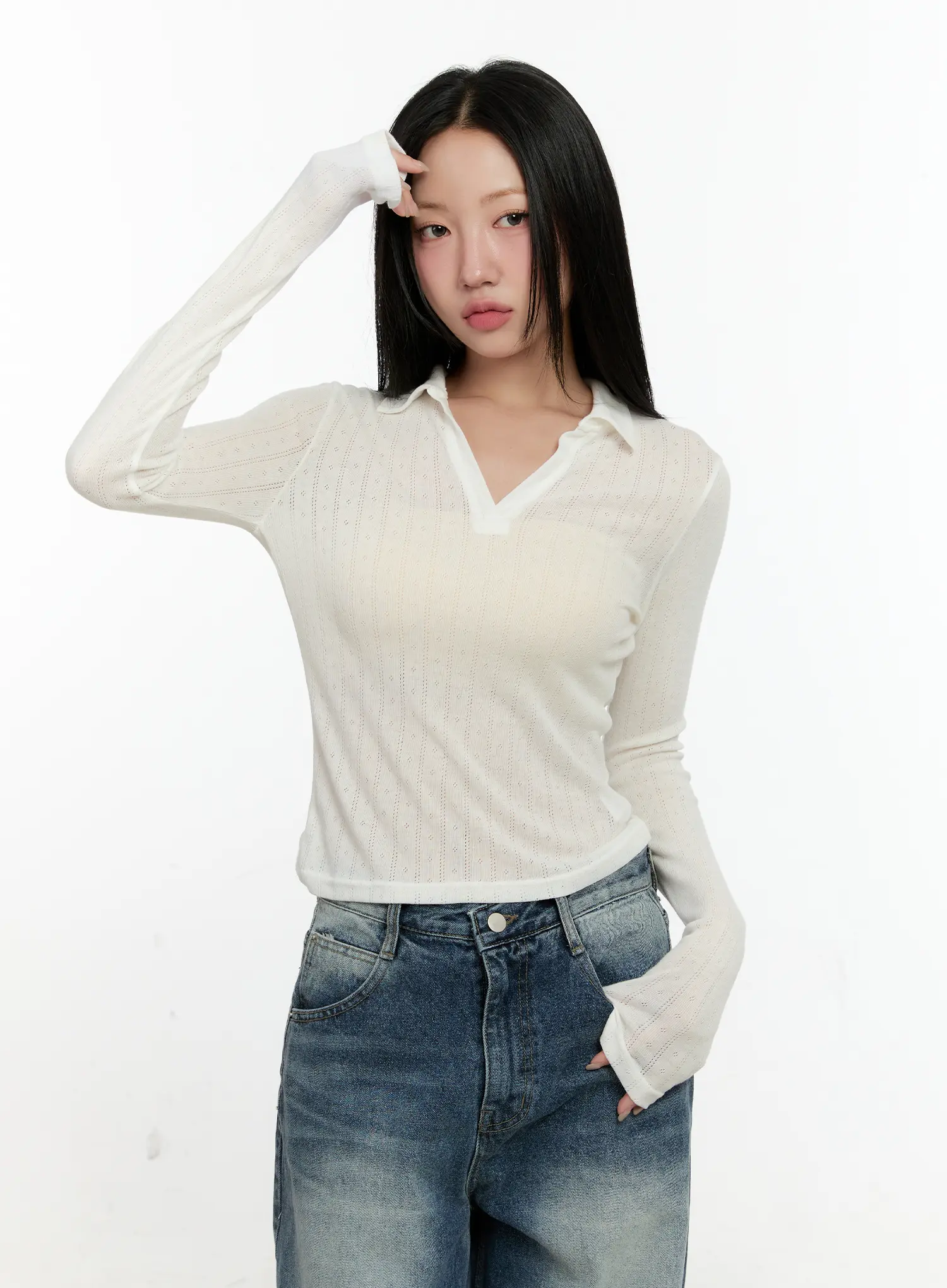 Trendy Slit Collar Crop Top CN505 - Image 12