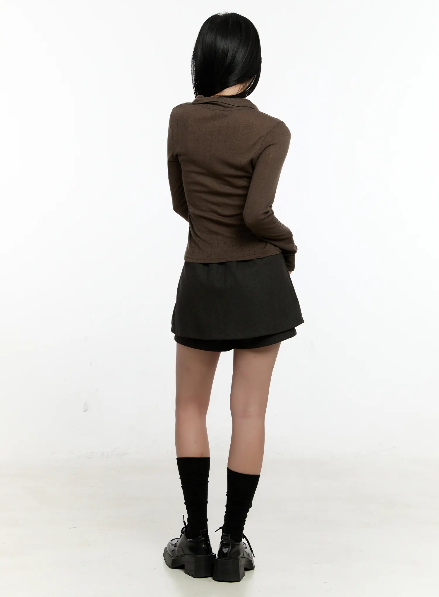 Trendy Slit Collar Crop Top CN505 - Image 5