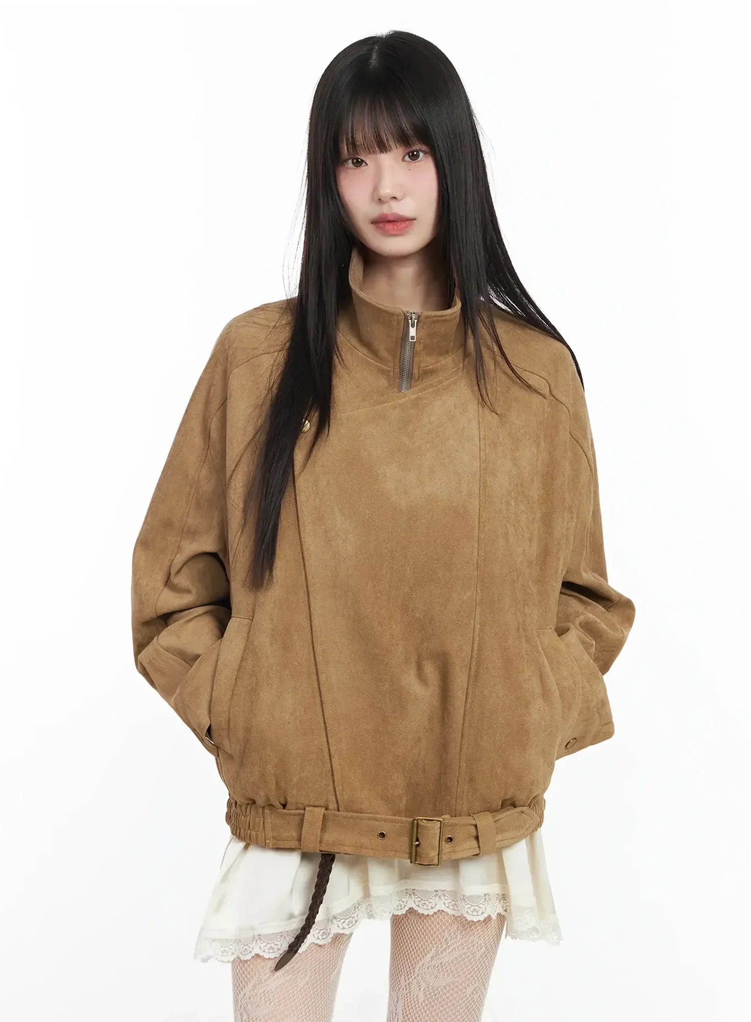 Trendy Suede Belted Jacket IM523 - Image 16
