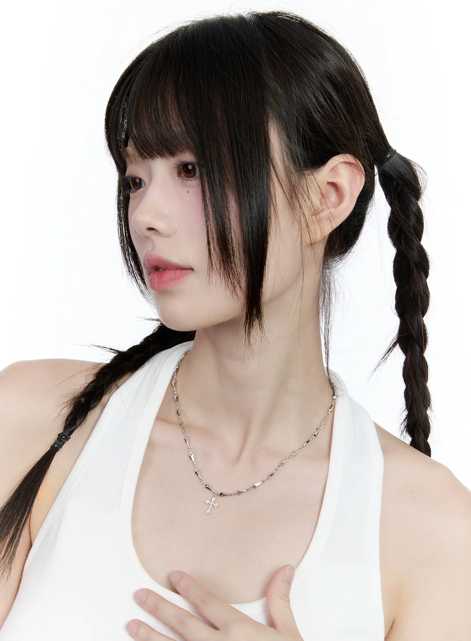 Triangle Chain Cross Pendant Necklace CG511 - Image 2