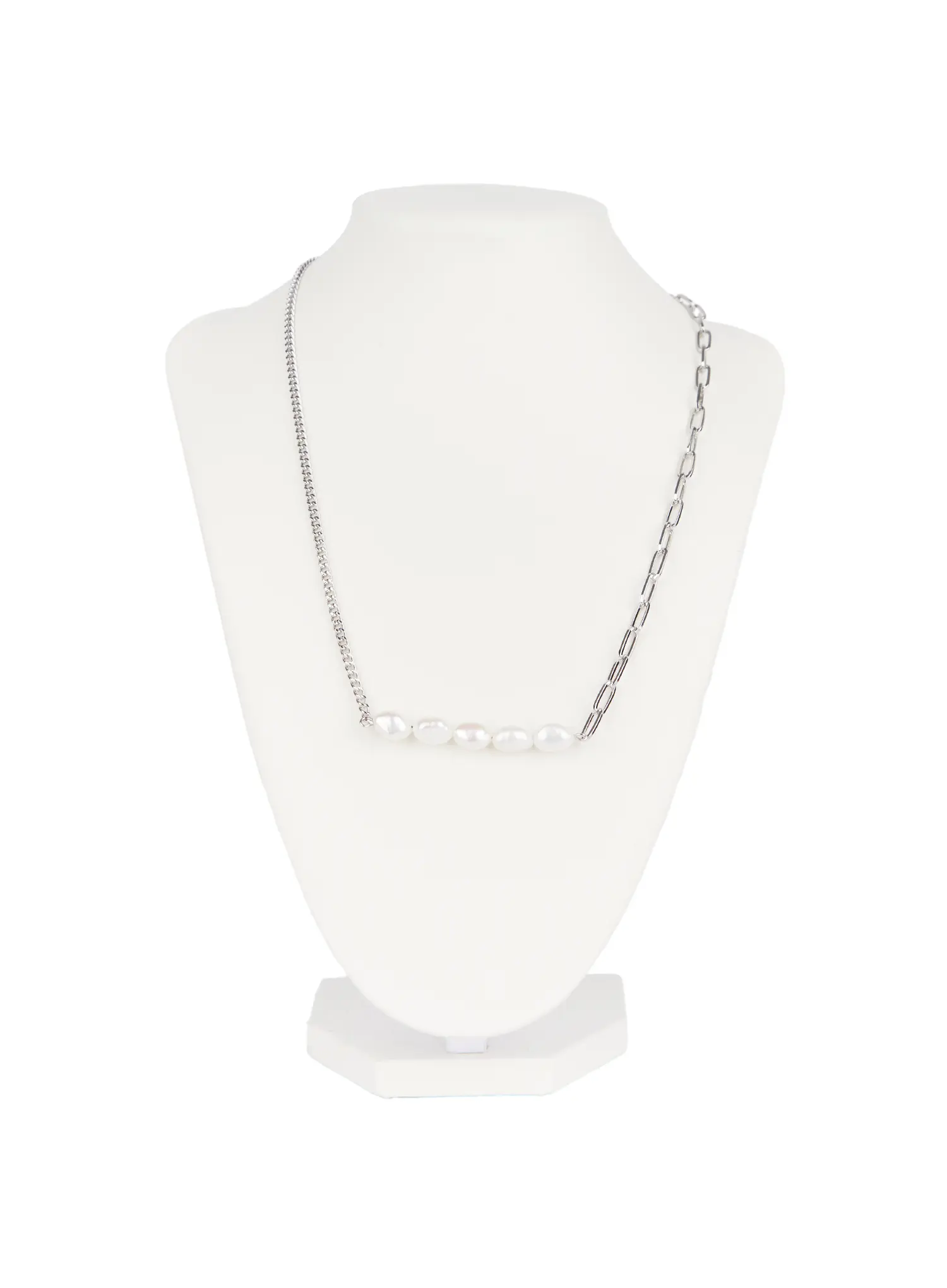 Triple Layer Faux Pearl Cross Necklace F502 - Image 4