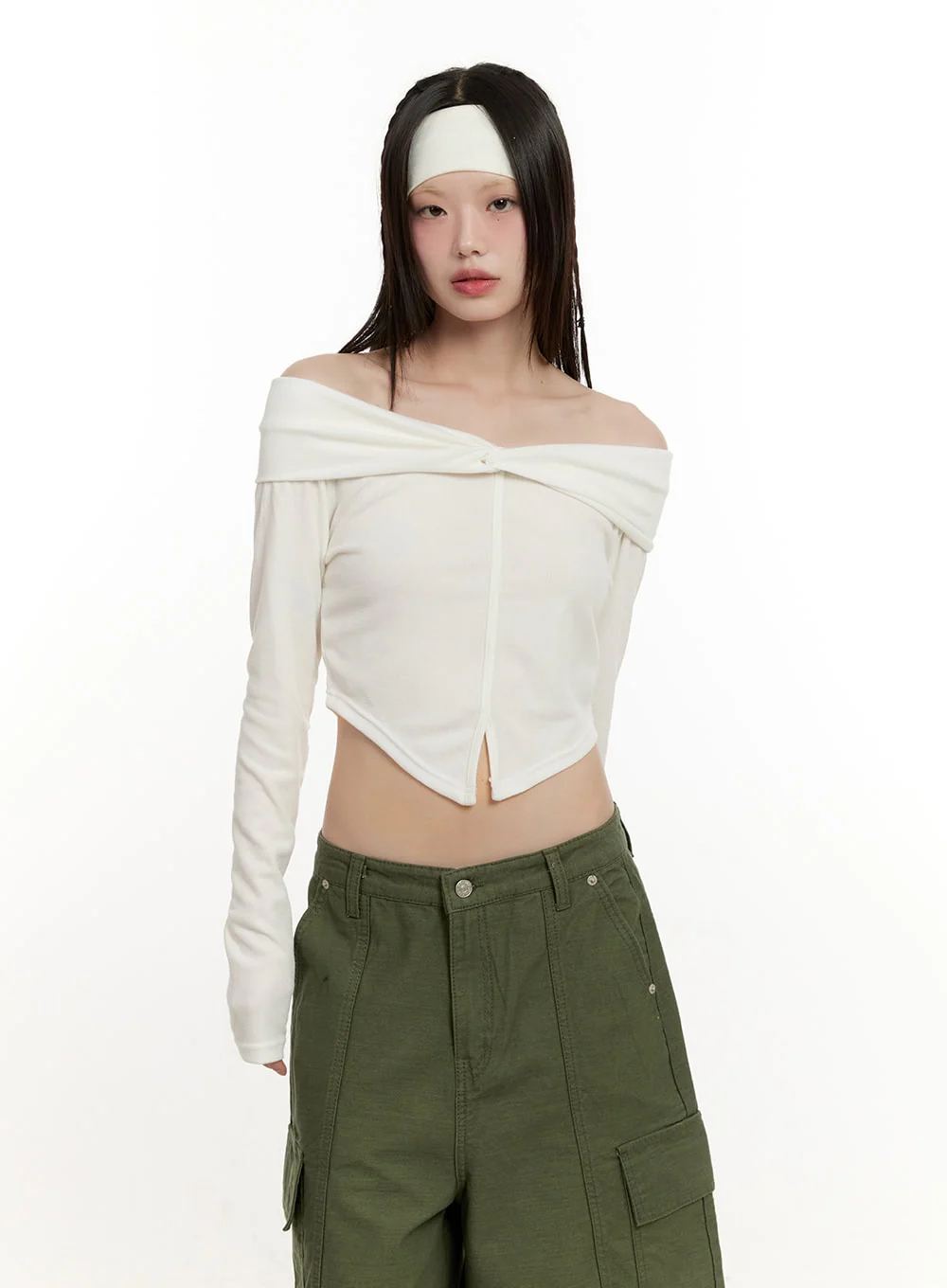 Twist Off-Shoulder Long Sleeve Top CM514 - Image 8