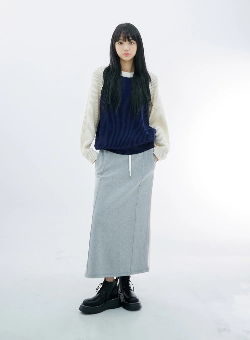 Two Color Knit Sweater OS27 - Image 3