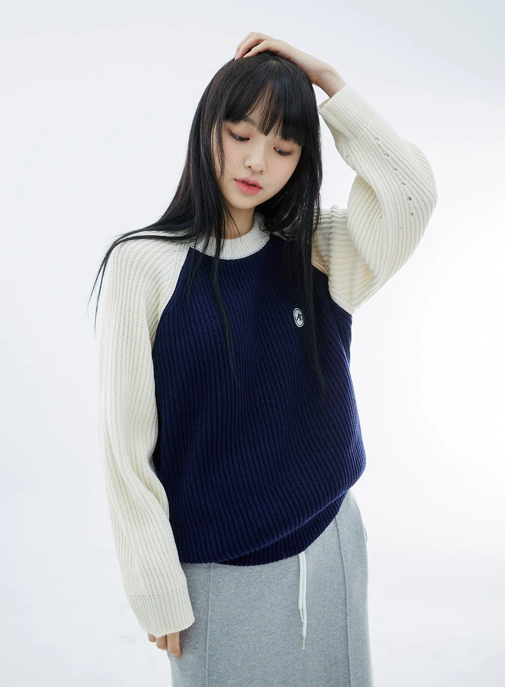 Two Color Knit Sweater OS27 - Image 4