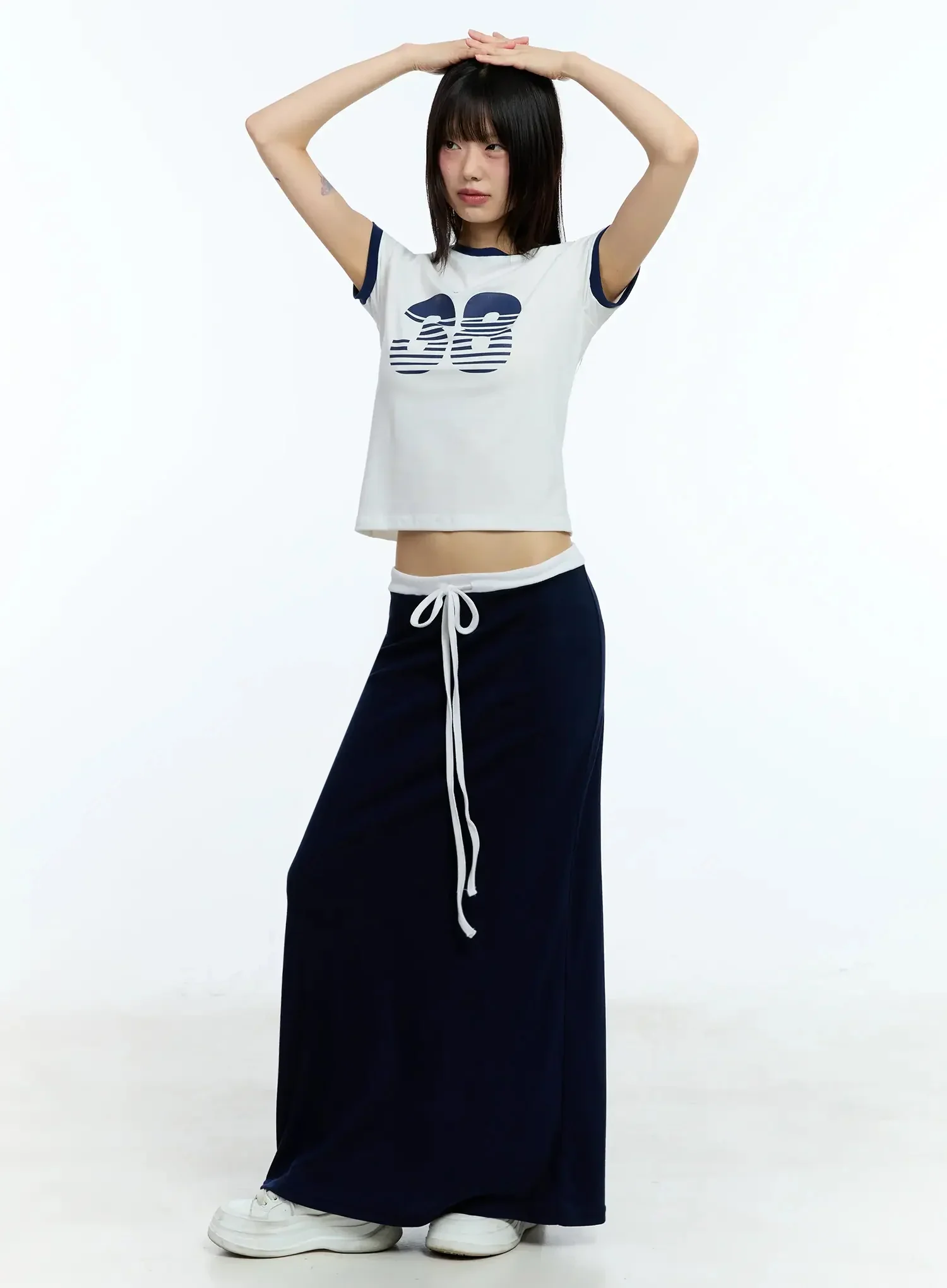 Two-Tone Comfy Maxi Skirt IU523 - Image 2