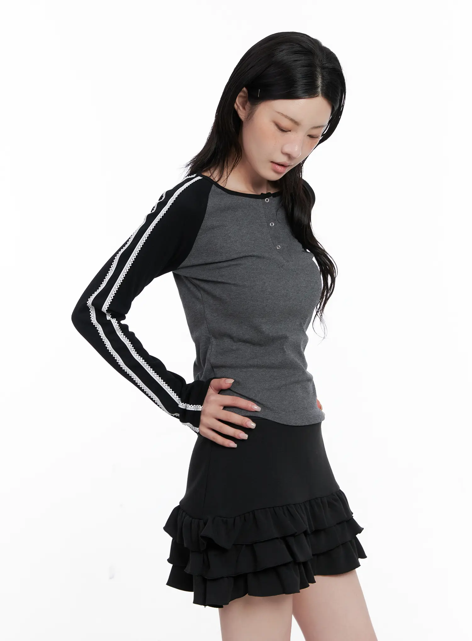 Two-Tone Lace Detail Top CS529 - Image 5