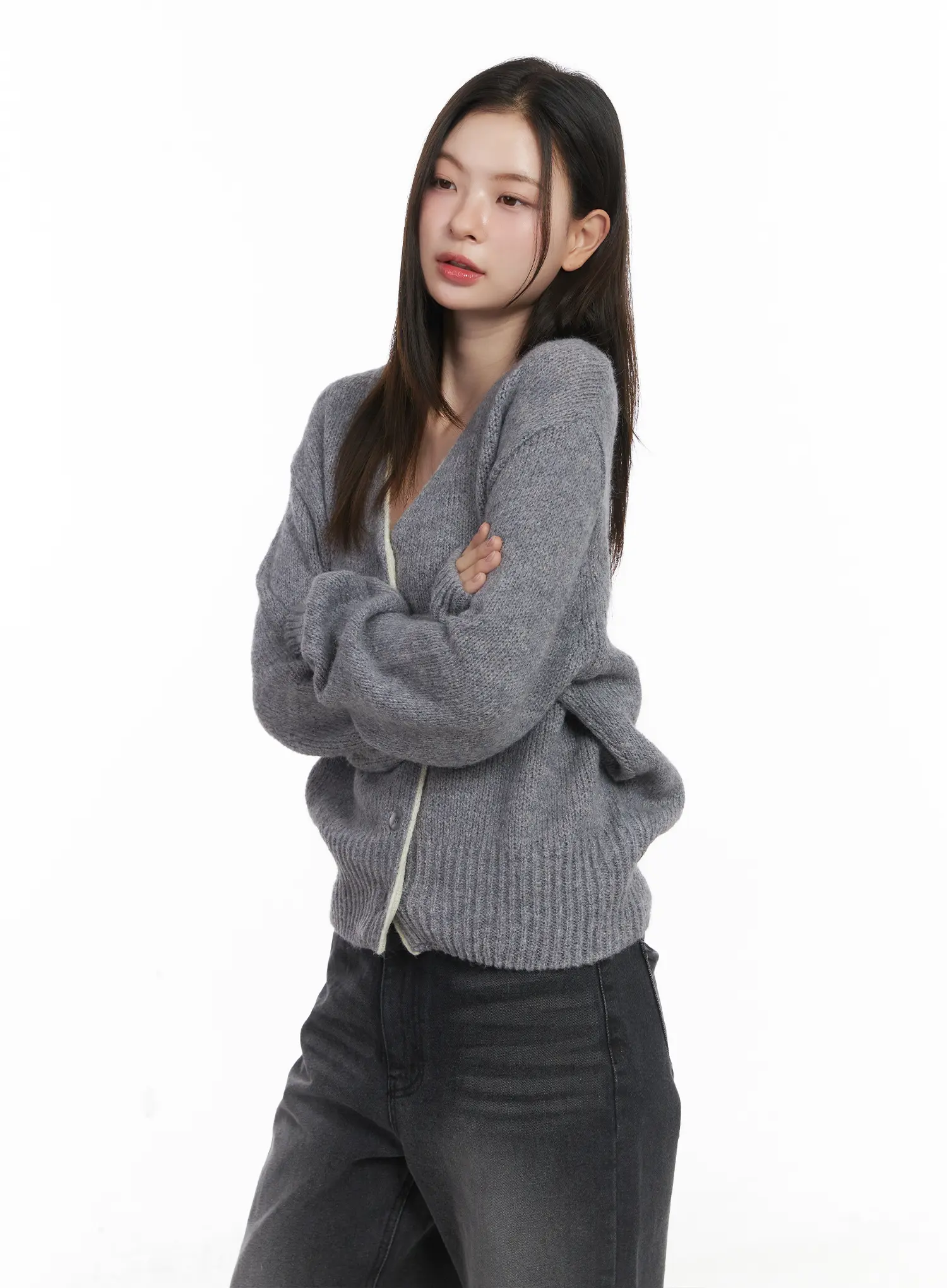 Two-Tone Wool Knit Cardigan CJ506 - Image 11
