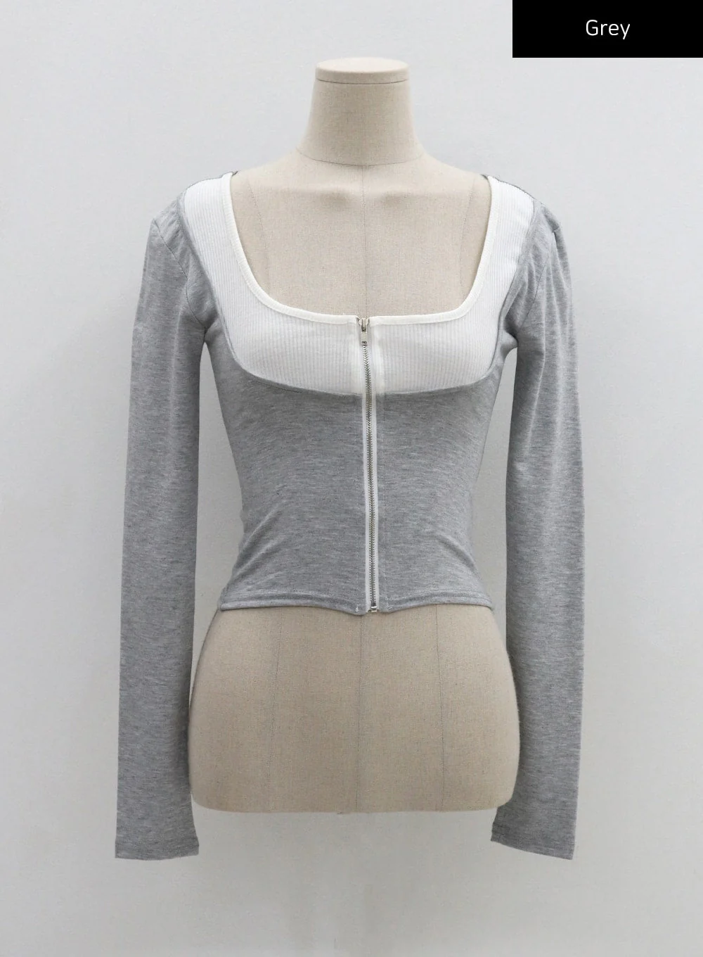 Two Tone Zip-Up Cropped Top CG31 - Image 13
