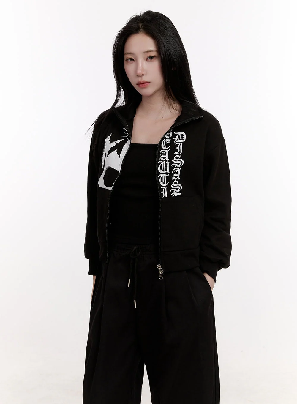 Two-Way Graphic Zip-Up Sweatshirt CJ531 - Image 10