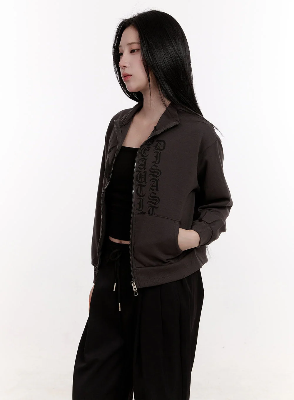 Two-Way Graphic Zip-Up Sweatshirt CJ531 - Image 9