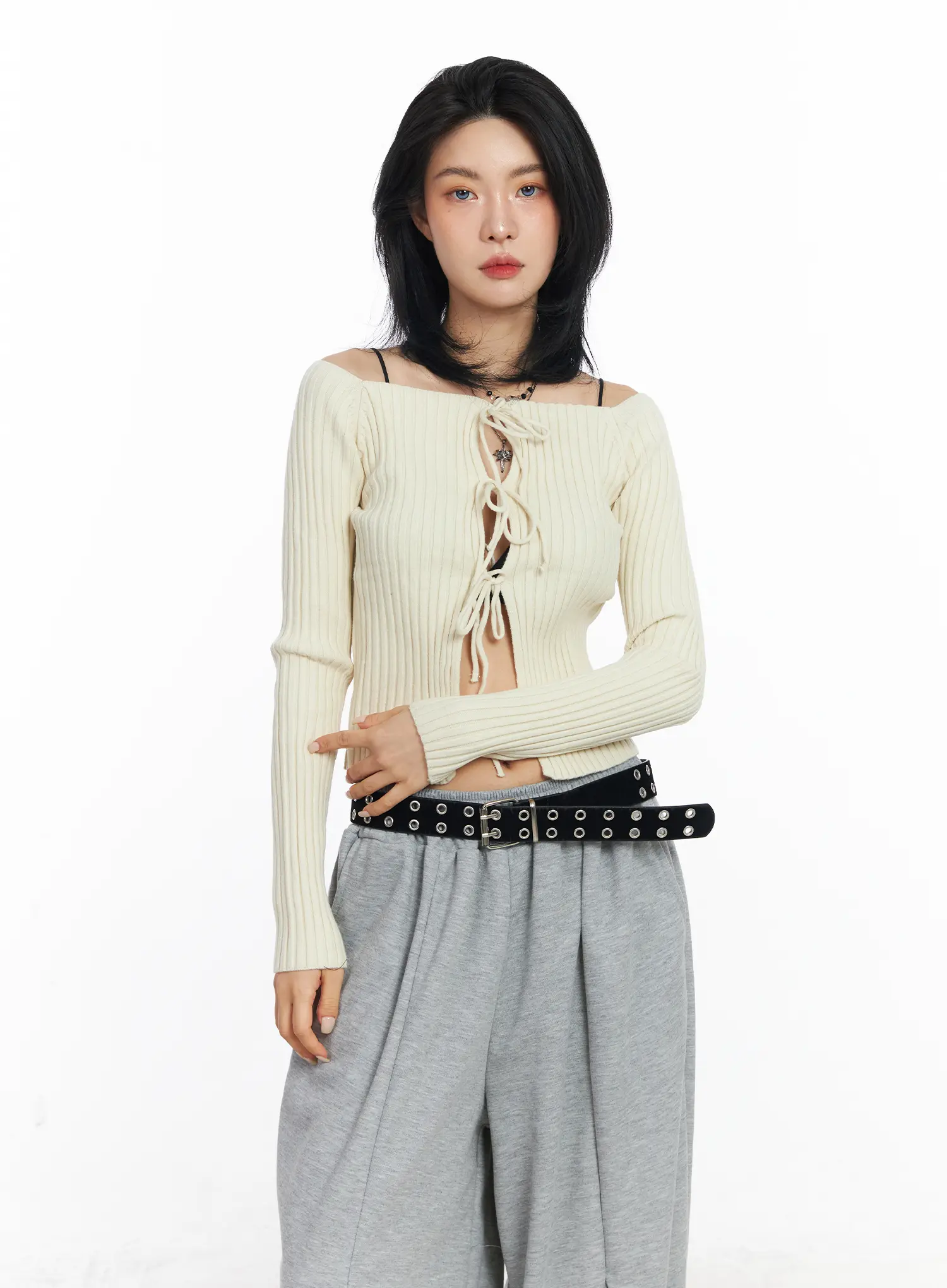 Two-Way Ribbon Knit Cardigan CJ523 - Image 2