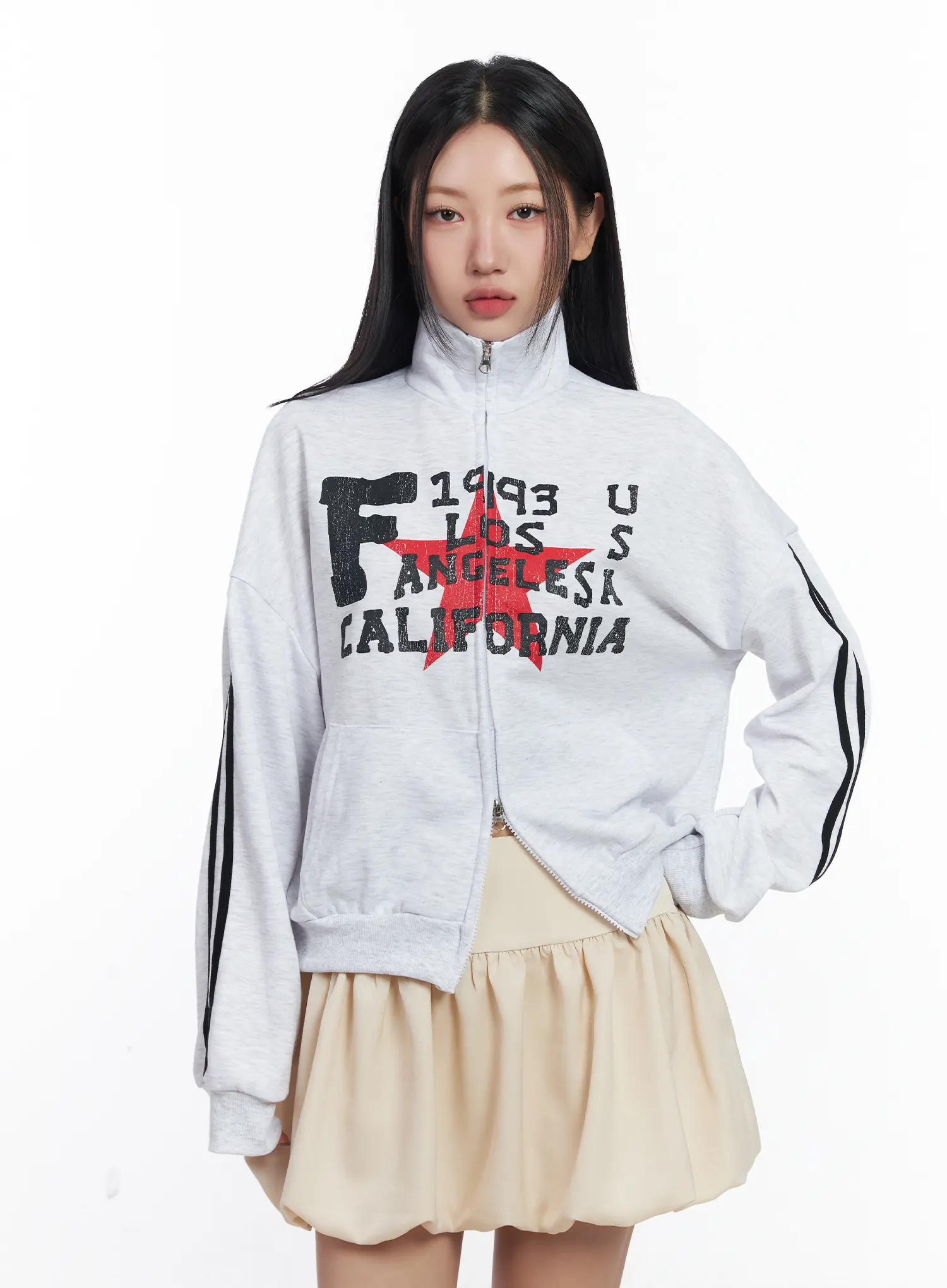Two-Way Zip-Up Graphic Sweatshirt CJ530 - Image 12
