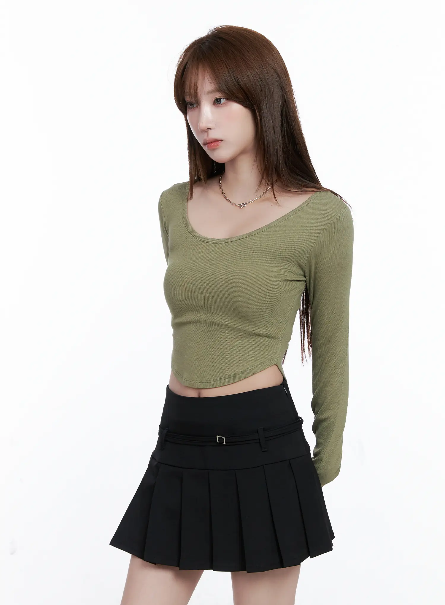 U-Neck Crop Long Sleeve Top CG529 - Image 10