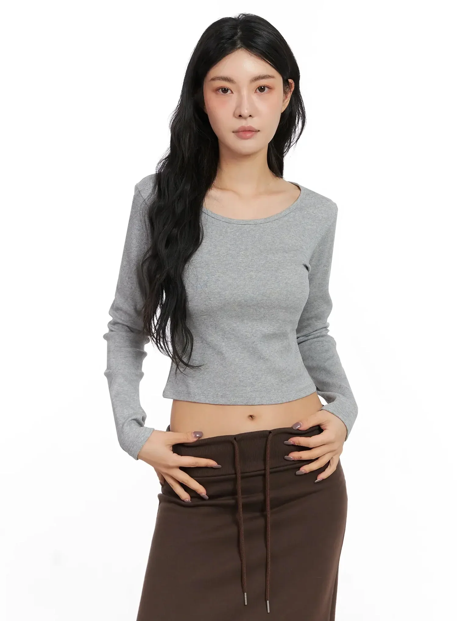 U-Neck Crop Long Sleeve Top IN528 - Image 13