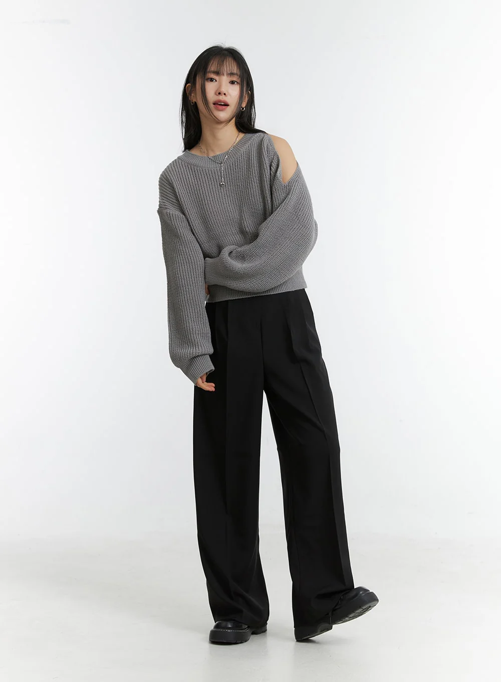 Unbalanced Opening Shoulder Knit Sweater OD308 - Image 5