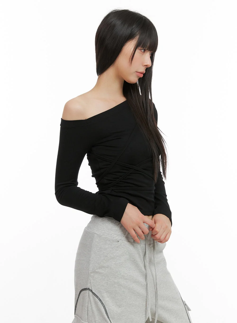 Uneven Chic One Shoulder Crop Top CG419 - Image 5
