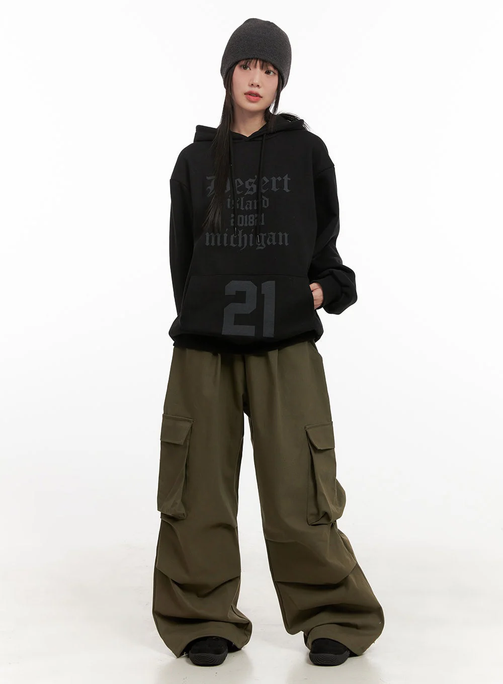 Unisex Oversized Cotton Cargo Pants CJ506 - Image 2