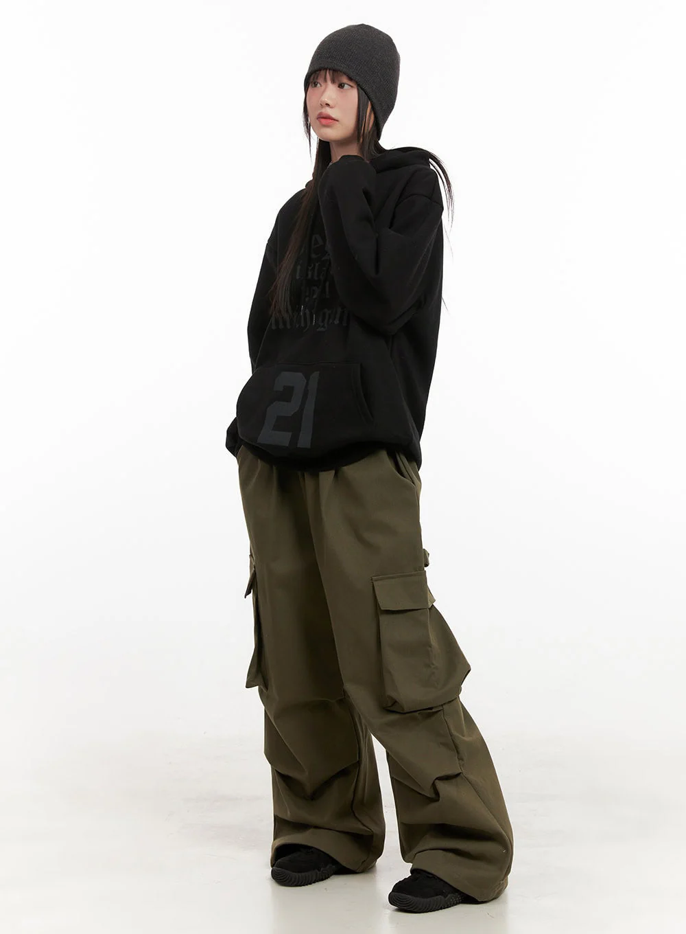 Unisex Oversized Cotton Cargo Pants CJ506 - Image 5