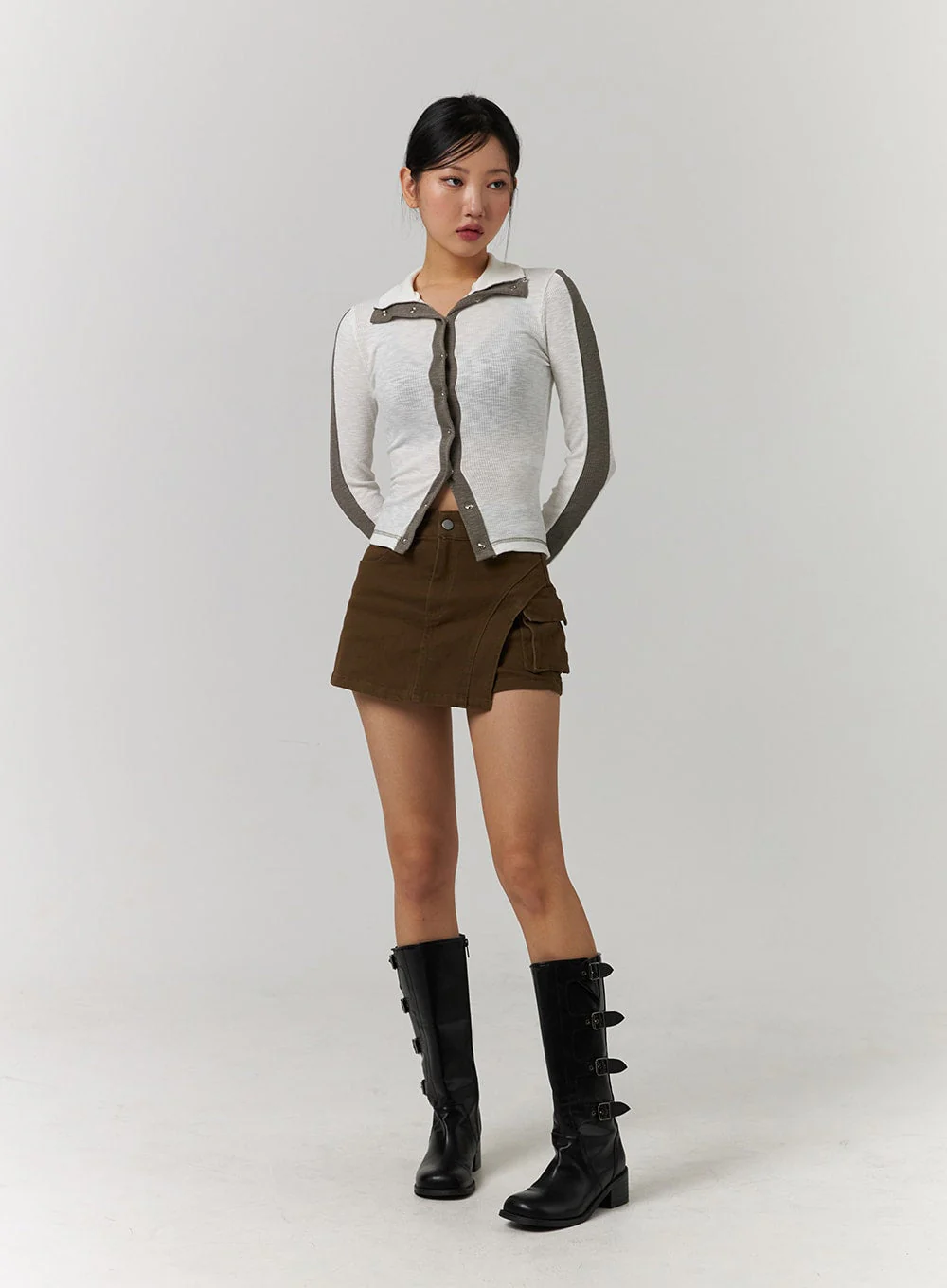 V-Neck Button-Up Cardigan CD329 - Image 2