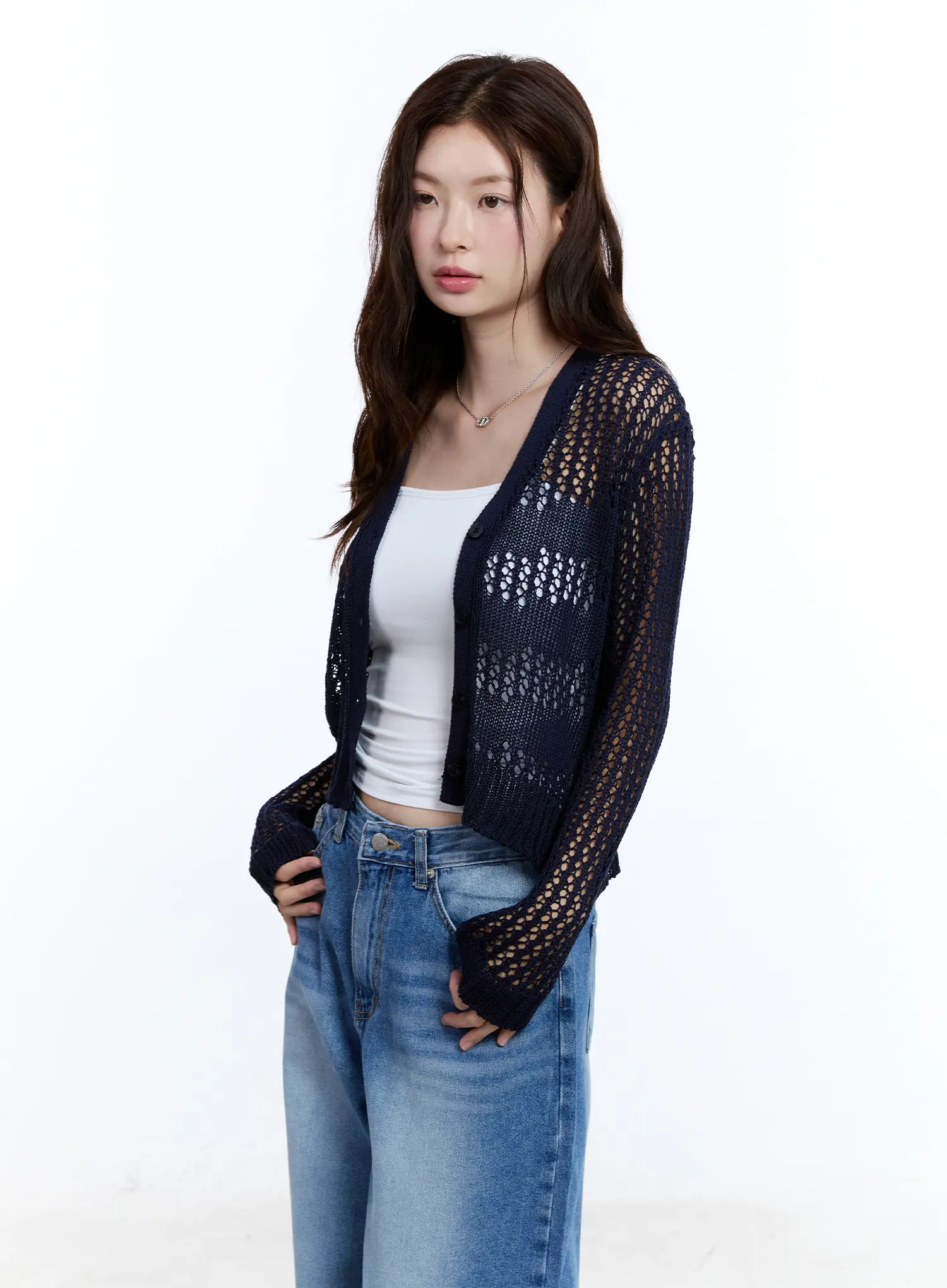 V-Neck Buttoned Sweater Cardigan CU513 - Image 11