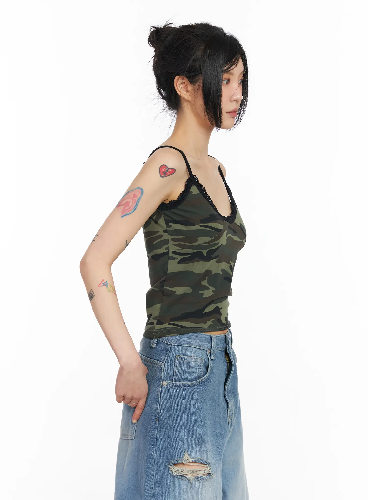 V-Neck Camo Lace Tank Top CM517 - Image 7