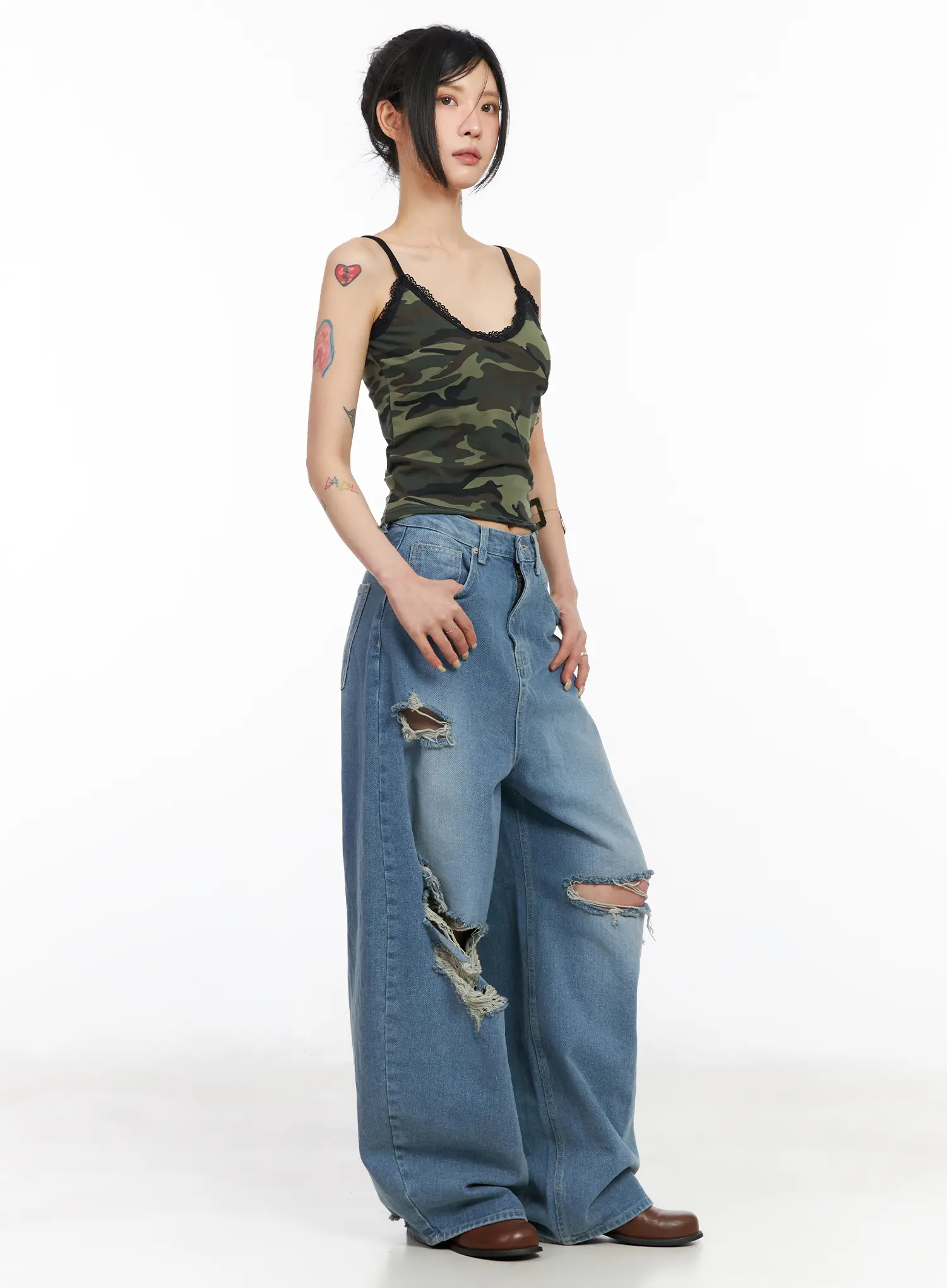 V-Neck Camo Lace Tank Top CM517 - Image 9