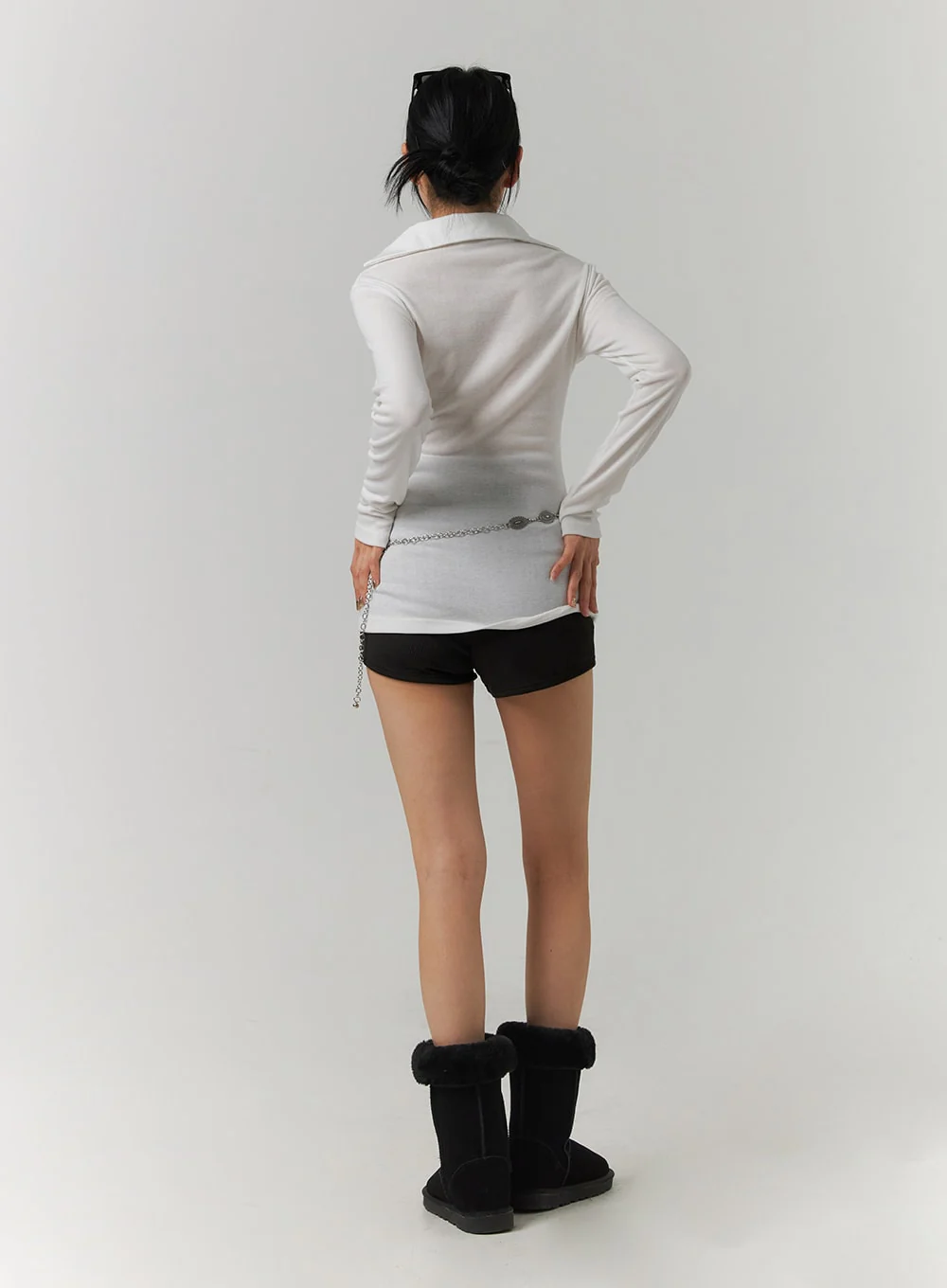 V-Neck Collar Long Sleeve Tee CJ419 - Image 7