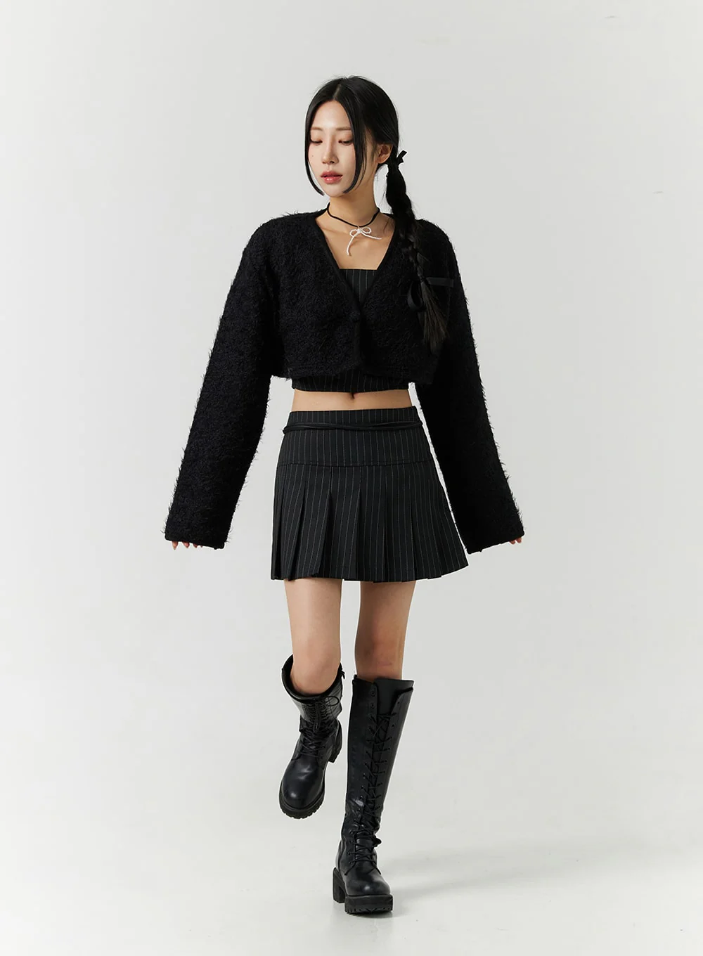 V-Neck Faux Fur Crop Jacket CD301 - Image 2