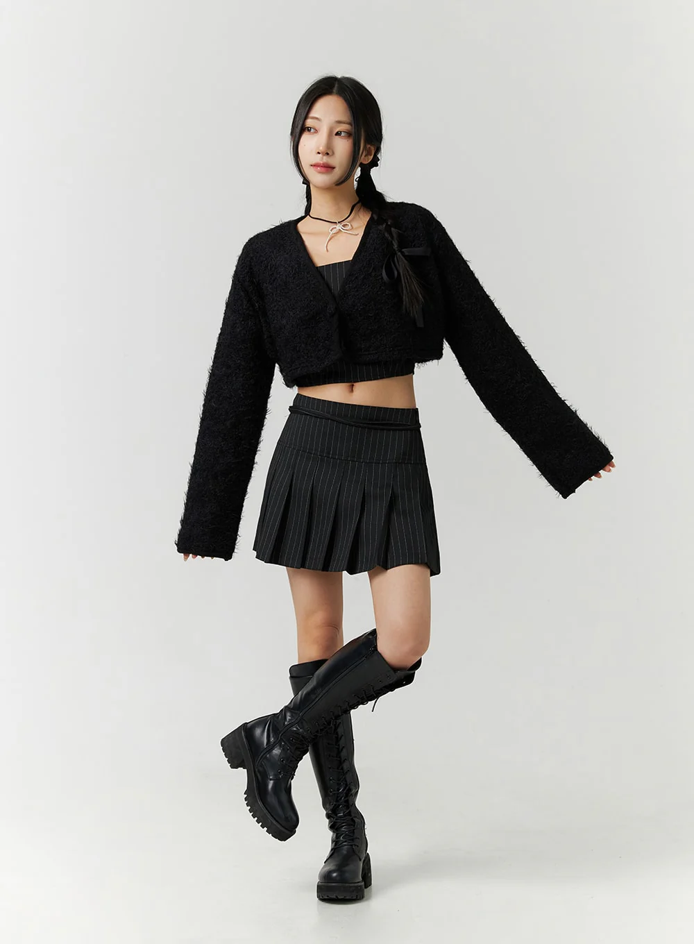 V-Neck Faux Fur Crop Jacket CD301 - Image 6
