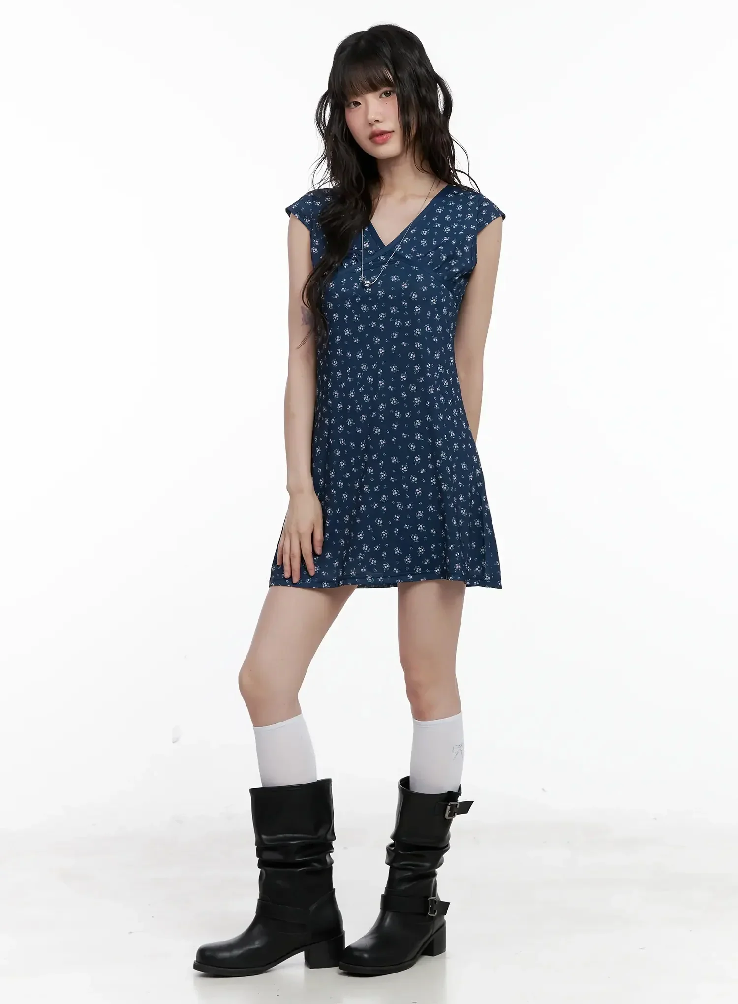 V-Neck Floral Print A-Line Dress IL531 - Image 10